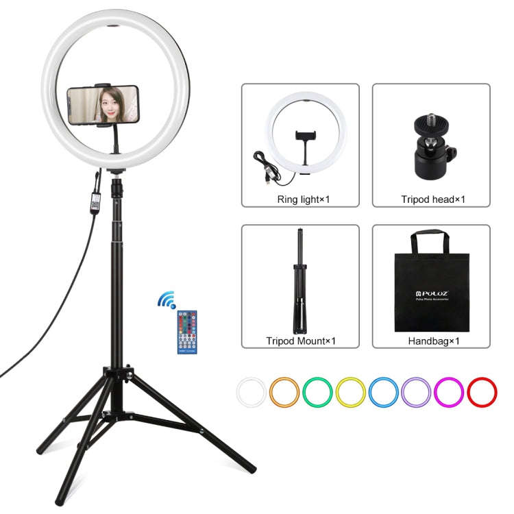 PULUZ 11.8 inch 30cm RGBW Light + 1.65m Mount Curved Surface RGBW Dimmable LED Ring Selfie Vloggi...
