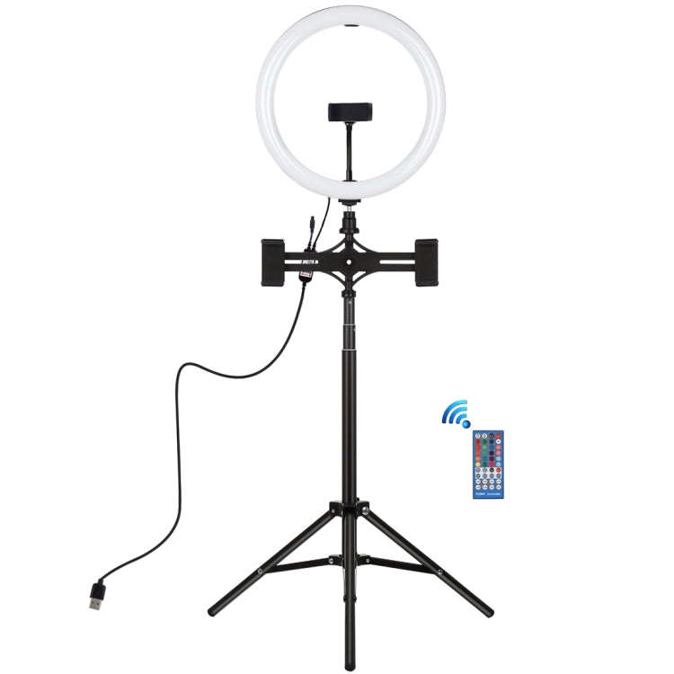 PULUZ 11.8 inch 30cm RGBW Light + 1.65m Mount + Dual Phone Brackets Curved Surface RGBW Dimmable ...