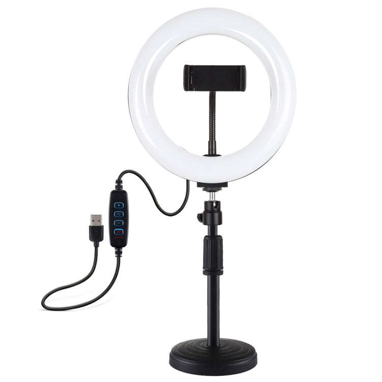 PULUZ 7.9 inch 20cm Light+ Round Base Desktop Holder USB 3 Modes Dimmable Dual Color Temperature ...