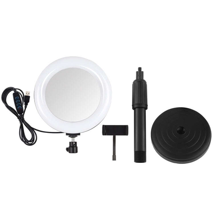 PULUZ 7.9 inch 20cm Mirror Light + Round Base Desktop Mount 3 Modes Dimmable Dual Color Temperatu...