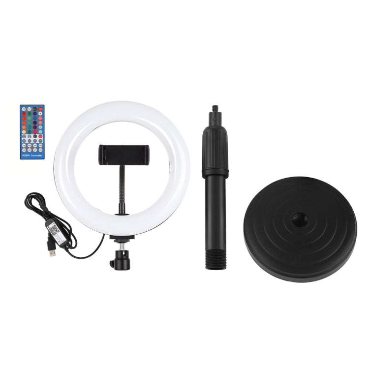 PULUZ 7.9 inch 20cm RGBW Light + Round Base Desktop Mount Dimmable LED Dual Color Temperature LED...
