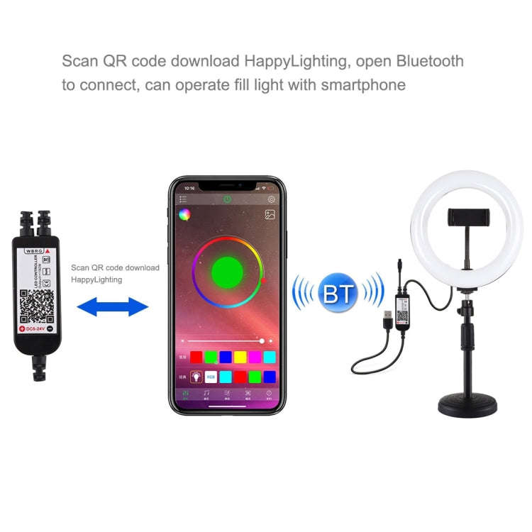PULUZ 7.9 inch 20cm RGBW Light + Round Base Desktop Mount Dimmable LED Dual Color Temperature LED...