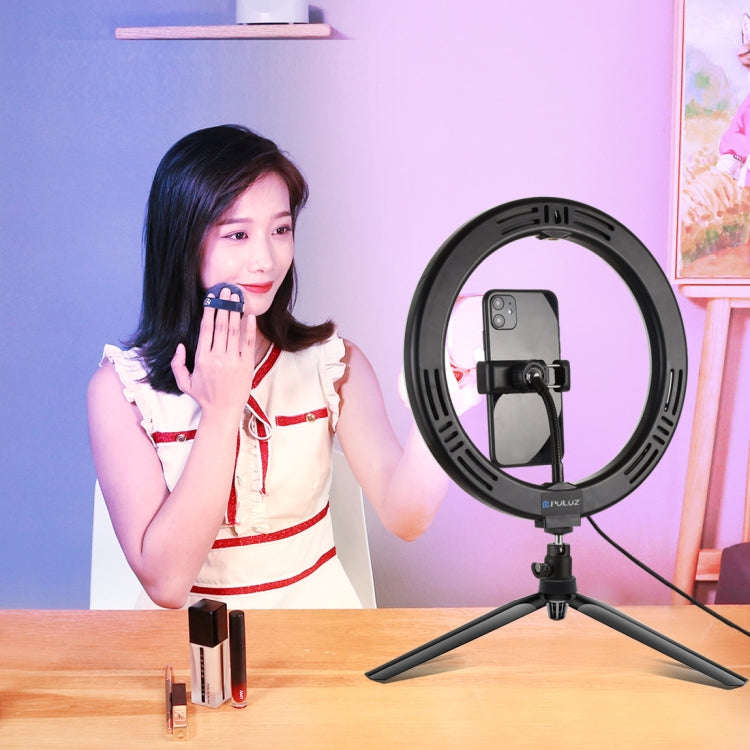 PULUZ 10.2 inch 26cm Marquee LED RGBWW Selfie Beauty Light + Desktop Tripod Mount 168 LED Dual-co...