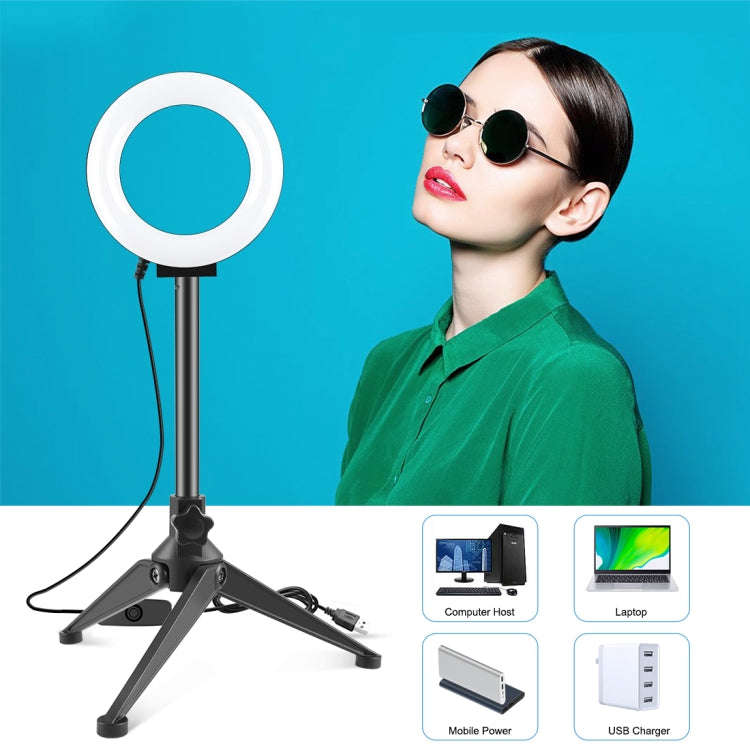PULUZ 4.7 inch 12cm Ring Light + Desktop Tripod Selfie Stick Mount USB White Light LED Ring Selfi...