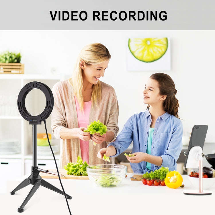 PULUZ 4.7 inch 12cm Ring Light + Desktop Tripod Selfie Stick Mount USB White Light LED Ring Selfi...
