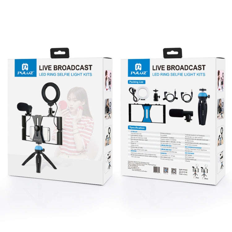 PULUZ 4 in 1 Vlogging Live Broadcast Smartphone Video Rig + 4.7 inch 12cm RGBW Ring LED Selfie Li...