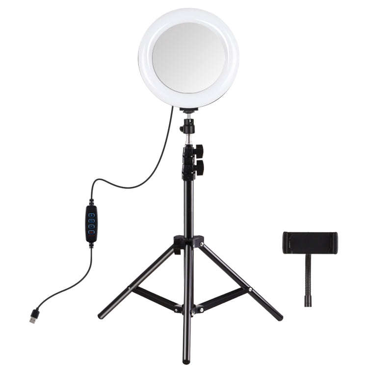 PULUZ 7.9 inch 20cm Mirror Light+ 1.1m Tripod Mount USB 3 Modes Dimmable Dual Color Temperature L...