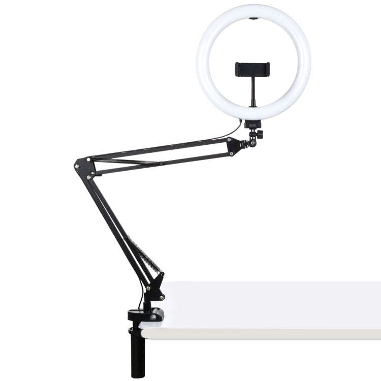 PULUZ 10.2 inch 26cm Ring Curved Light + Desktop Arm Stand USB 3 Modes Dimmable Dual Color Temper...