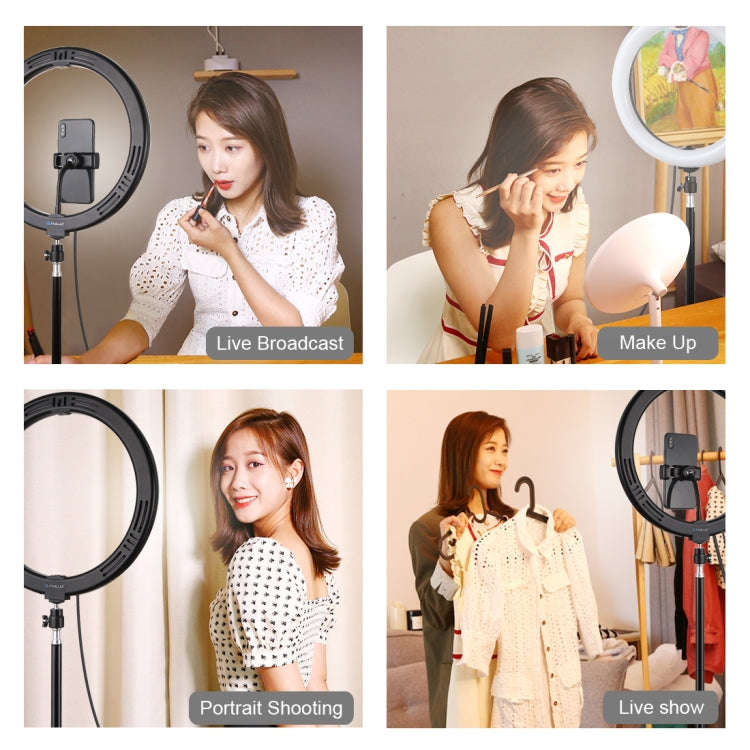 PULUZ 11.8 inch 30cm Light + 1.1m Tripod Mount Curved Surface RGBW Dimmable LED Ring Vlogging Pho...