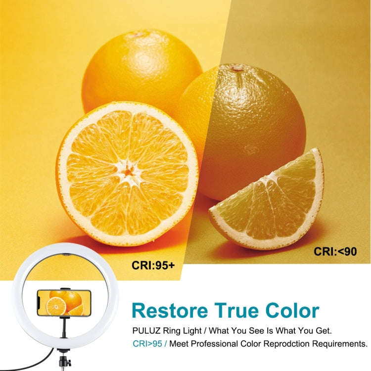 PULUZ 11.8 inch 30cm Light + 1.1m Tripod Mount Curved Surface RGBW Dimmable LED Ring Vlogging Pho...