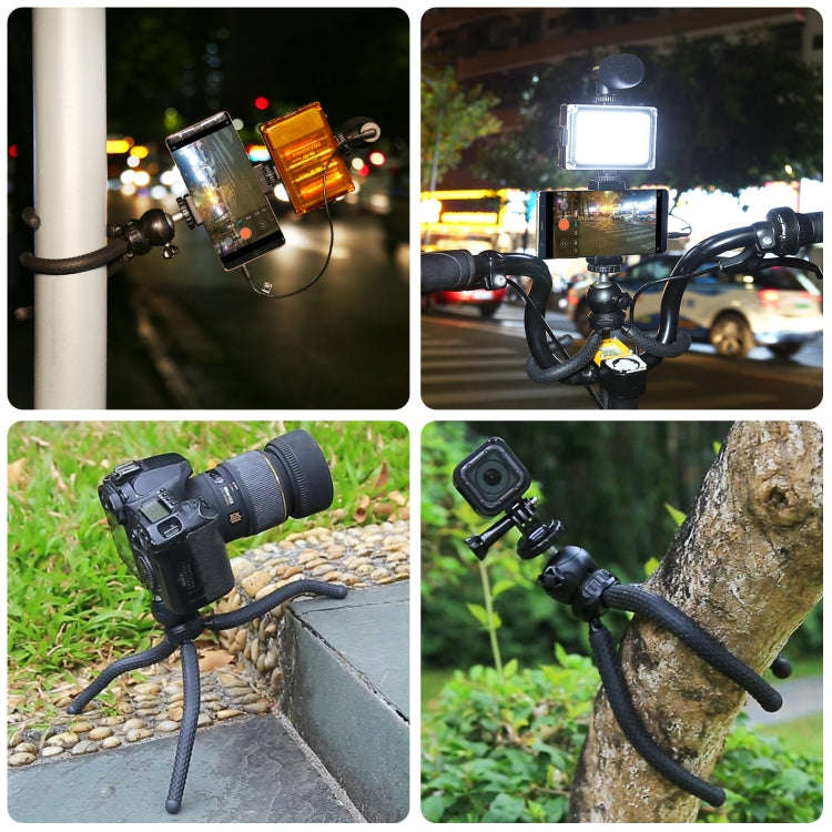 PULUZ  4 in 1 Vlogging Live Mini Octopus Bracket Kit + Studio Light + Microphone + Phone Clamp Ki...