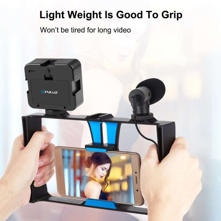 PULUZ 4 in 1 Vlogging Live Broadcast LED Selfie Fill Light Smartphone Video Rig Kits with Microph...