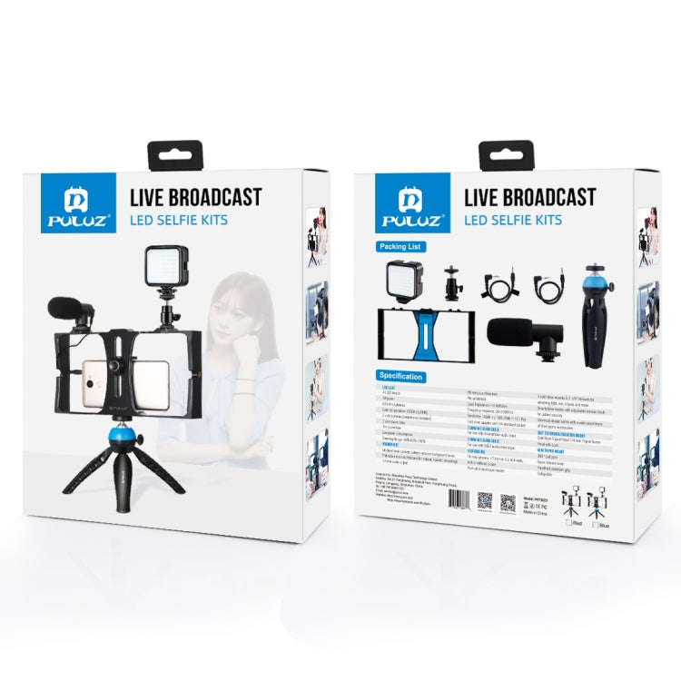 PULUZ 4 in 1 Vlogging Live Broadcast LED Selfie Fill Light Smartphone Video Rig Kits with Microph...