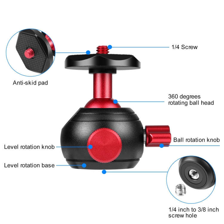 PULUZ Inlaid Wood Desktop Vlogging Live Tripod Holder with Ballhead (Red)