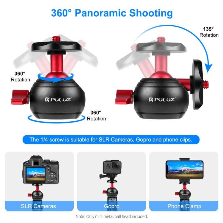 PULUZ Inlaid Wood Desktop Vlogging Live Tripod Holder with Ballhead (Red)