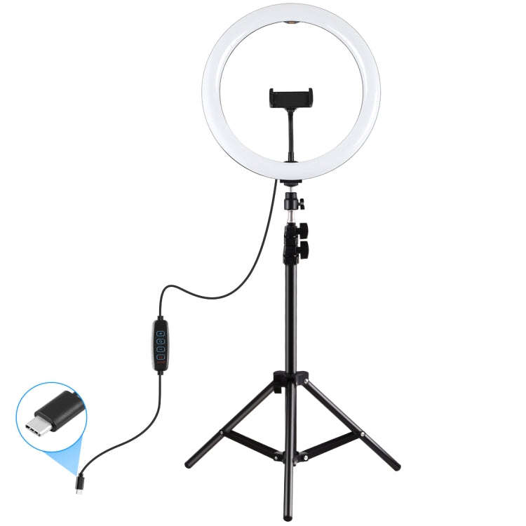 PULUZ 11.8 inch 30cm Light + 1.1m Tripod Mount Curved Surface Type-C 3 Modes Dimmable Dual Color ...