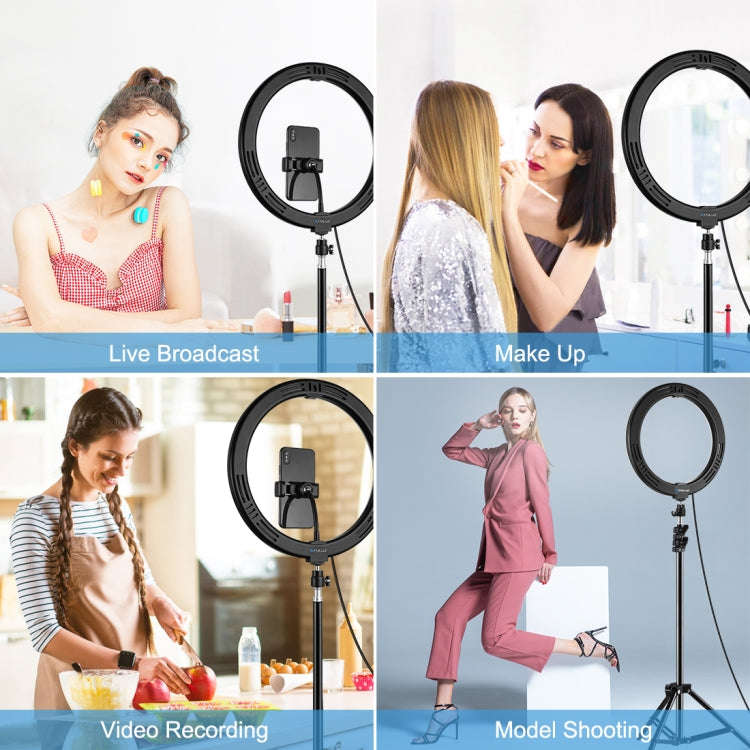 PULUZ 11.8 inch 30cm Light + 1.1m Tripod Mount Curved Surface Type-C 3 Modes Dimmable Dual Color ...