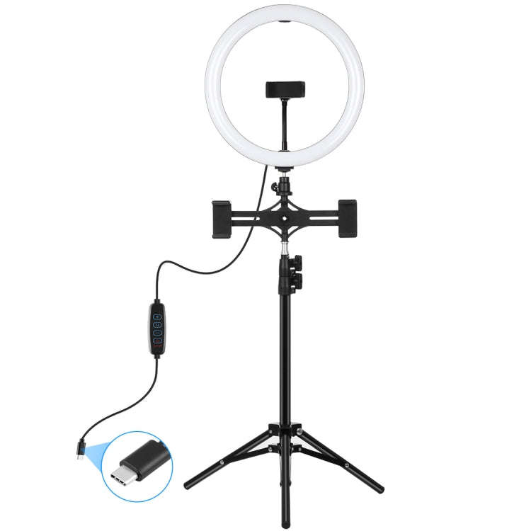PULUZ 11.8 inch 30cm Light + 1.1m Tripod Mount + Dual Phone Brackets Curved Surface Type-C 3 Mode...