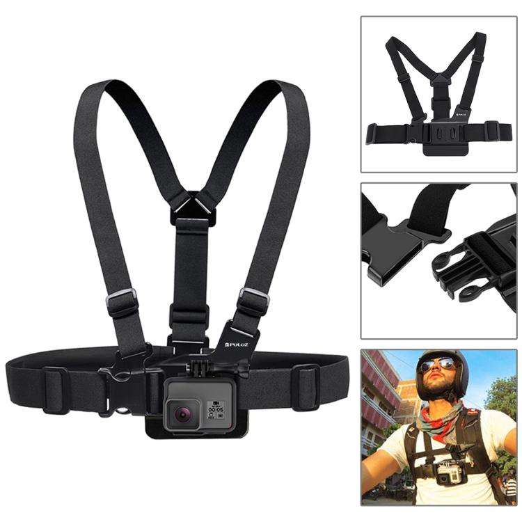 PULUZ 20 in 1 Accessories Combo Kits with Orange EVA Case (Chest Strap + Head Strap + Suction Cup...