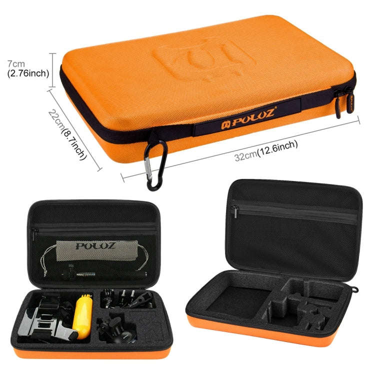 PULUZ 20 in 1 Accessories Combo Kits with Orange EVA Case (Chest Strap + Head Strap + Suction Cup...