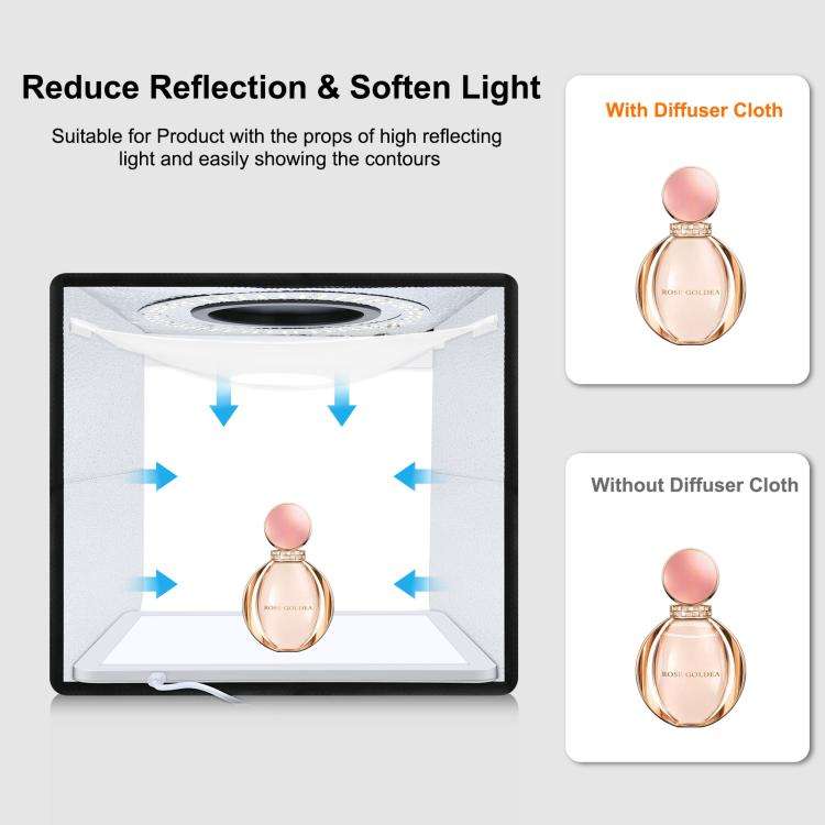 PULUZ 25cm Folding Portable High CRI Ring LED Photo Lighting Studio Tent Box + Shadowless Light L...