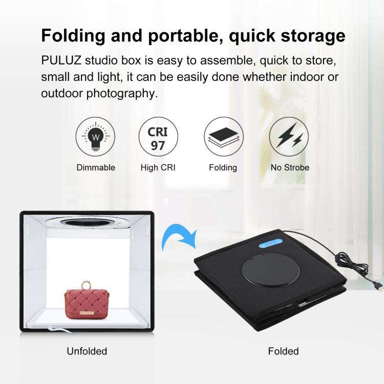 PULUZ 25cm Folding Portable High CRI Ring LED Photo Lighting Studio Tent Box + Shadowless Light L...