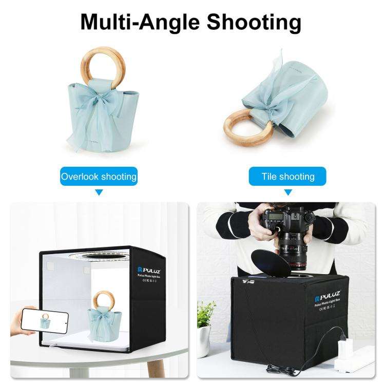 PULUZ 25cm Folding Portable High CRI Ring LED Photo Lighting Studio Tent Box + Shadowless Light L...