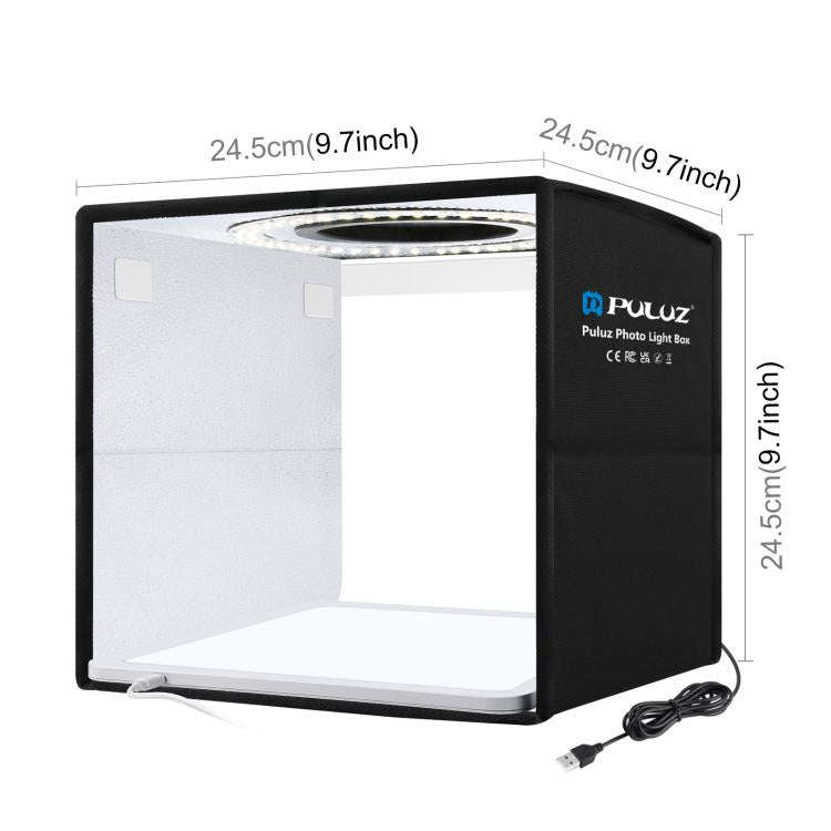 PULUZ 25cm Folding Portable High CRI Ring LED Photo Lighting Studio Tent Box + Shadowless Light L...