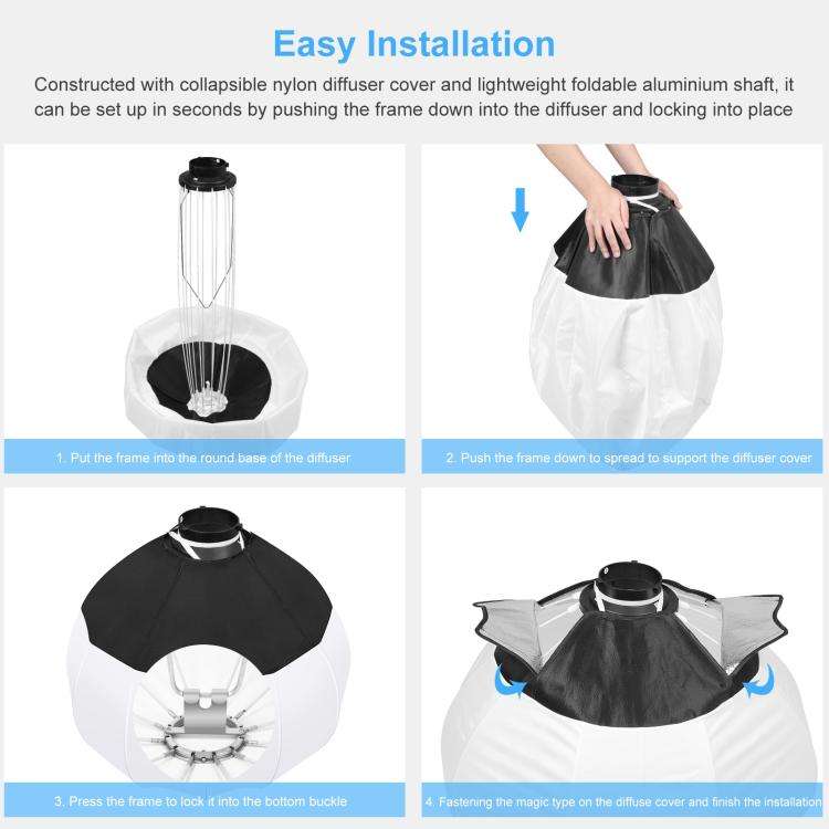 PULUZ 220V 120W Studio Video Light + 2.8m Light Holder + 65cm Foldable Lantern Softbox Photograph...