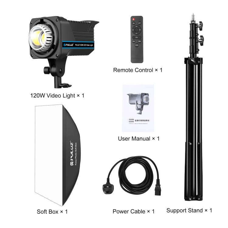 PULUZ 120W Photo Studio Strobe Flash Light Kit with Softbox Reflector & Tripod(UK Plug)