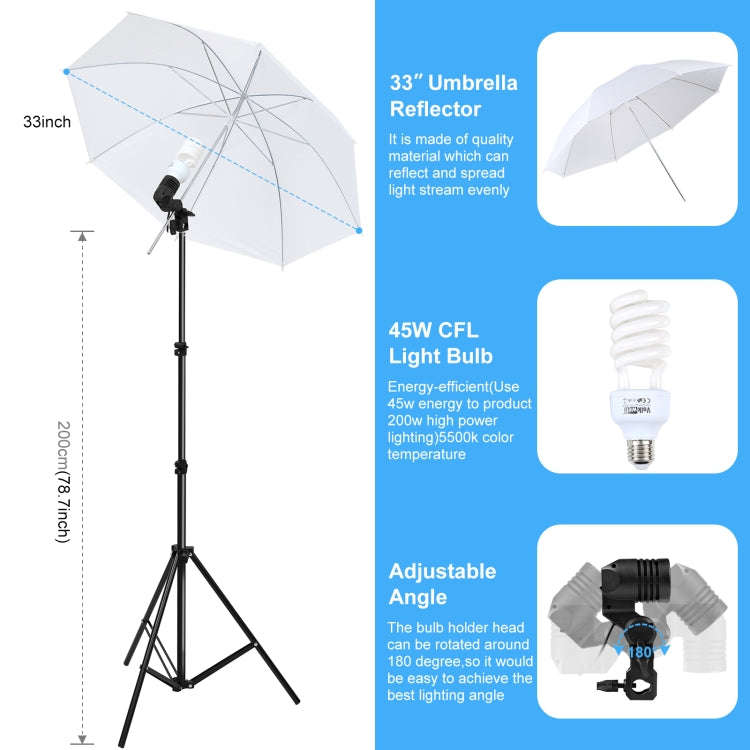 PULUZ LED Light Studio Softbox Photography Kit with Background & Reflective & Tripod Mount & Sand...