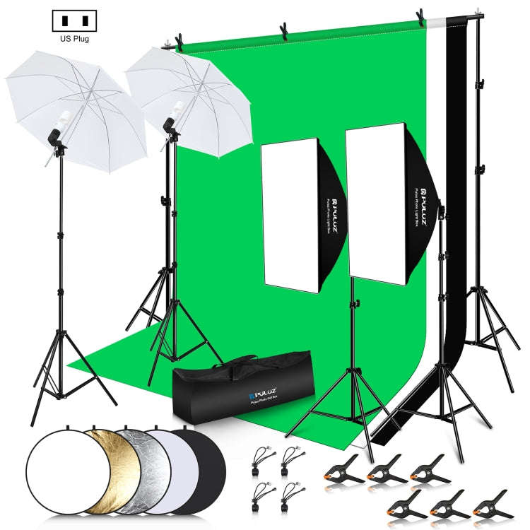 PULUZ LED Light Studio Softbox Photography Kit with Background & Reflective & Tripod Mount & Sand...