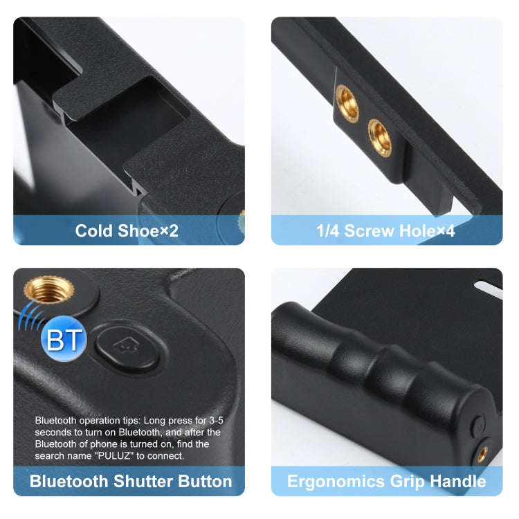 PULUZ 4 in 1 Bluetooth Handheld Vlogging Live Broadcast LED Selfie Light Smartphone Video Rig Kit...