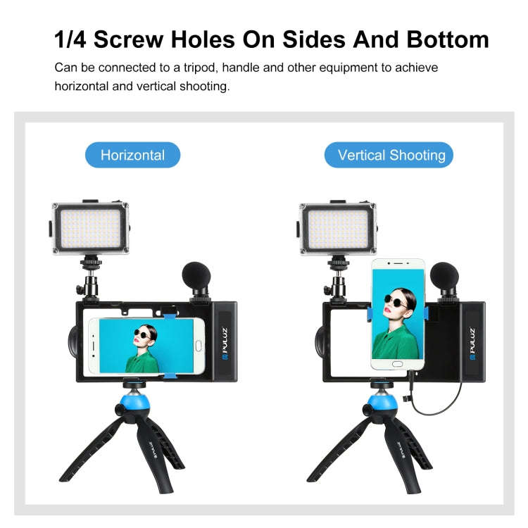 PULUZ 4 in 1 Bluetooth Handheld Vlogging Live Broadcast LED Selfie Light Smartphone Video Rig Kit...