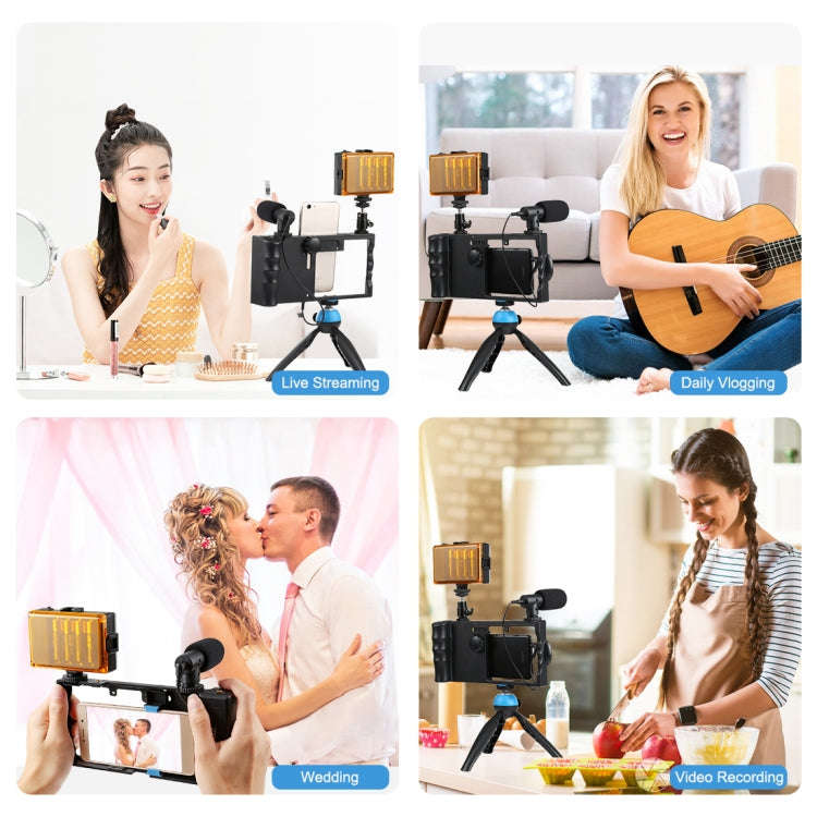 PULUZ 4 in 1 Bluetooth Handheld Vlogging Live Broadcast LED Selfie Light Smartphone Video Rig Kit...