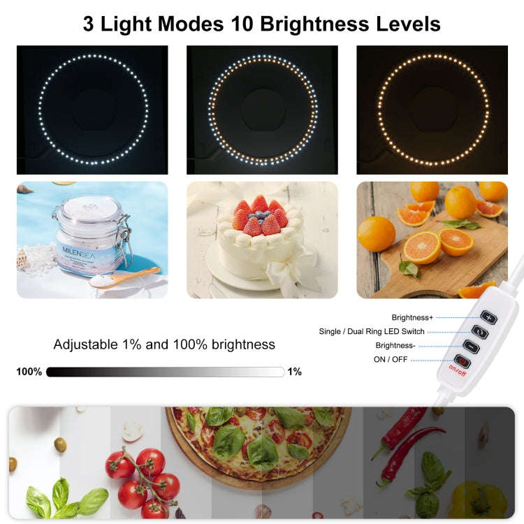 PULUZ 30cm Folding Ring Light Board Photo Lighting Studio Shooting Tent Box Kit Box with Shadowle...