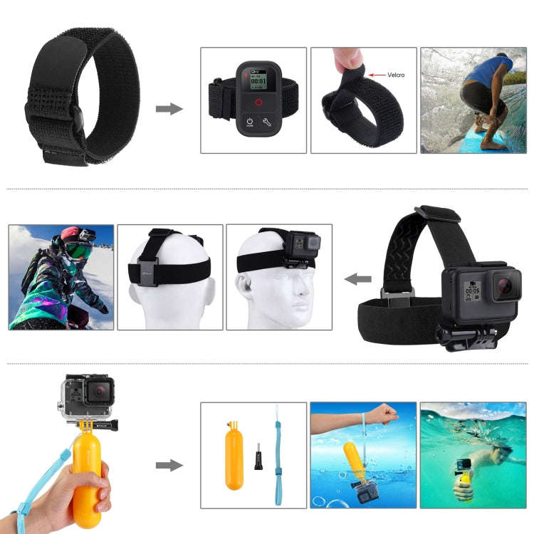 PULUZ 50 in 1 Accessories Total Ultimate Combo Kits with EVA Case (Chest Strap + Suction Cup Moun...