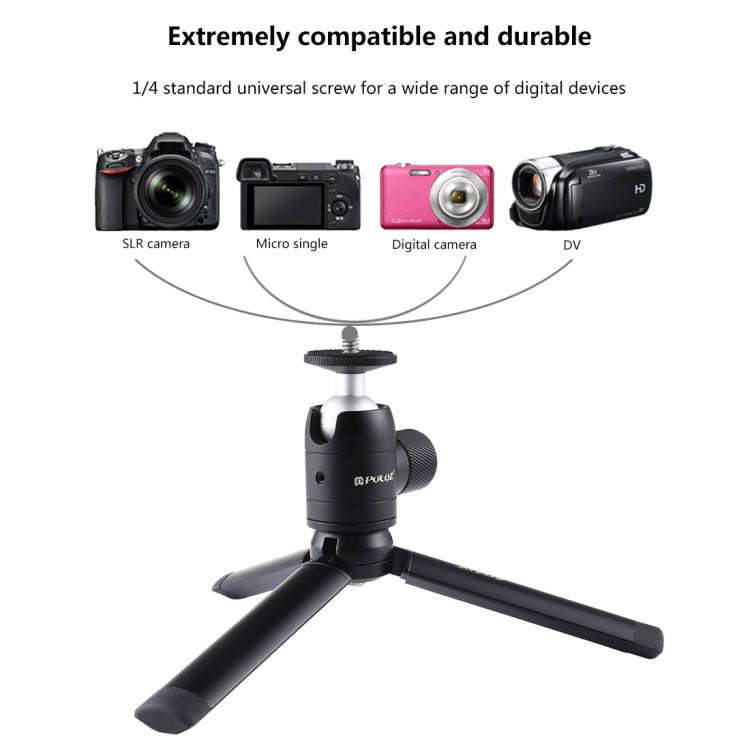 PULUZ Mini Pocket Metal Desktop Tripod Mount + Mini  Metal Ball Head with 1/4 inch Screw for DSLR...