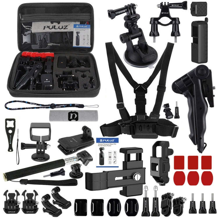 PULUZ 43 in 1 Accessories Total Ultimate Combo Kits for DJI Osmo Pocket with EVA Case (Chest Stra...