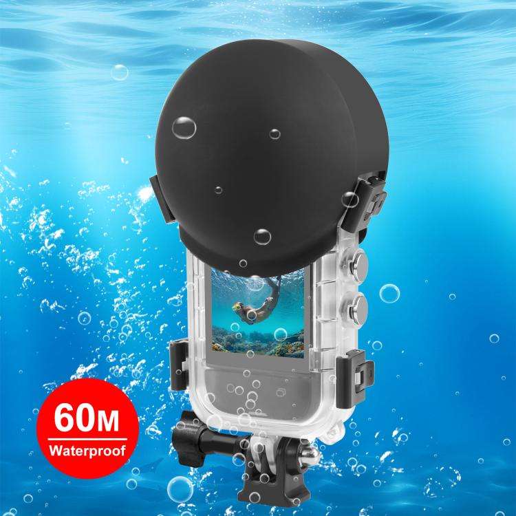 For Insta360 X5 PULUZ 60m Waterproof Sealed Diving Case with Silicone Lens Cover (Black)