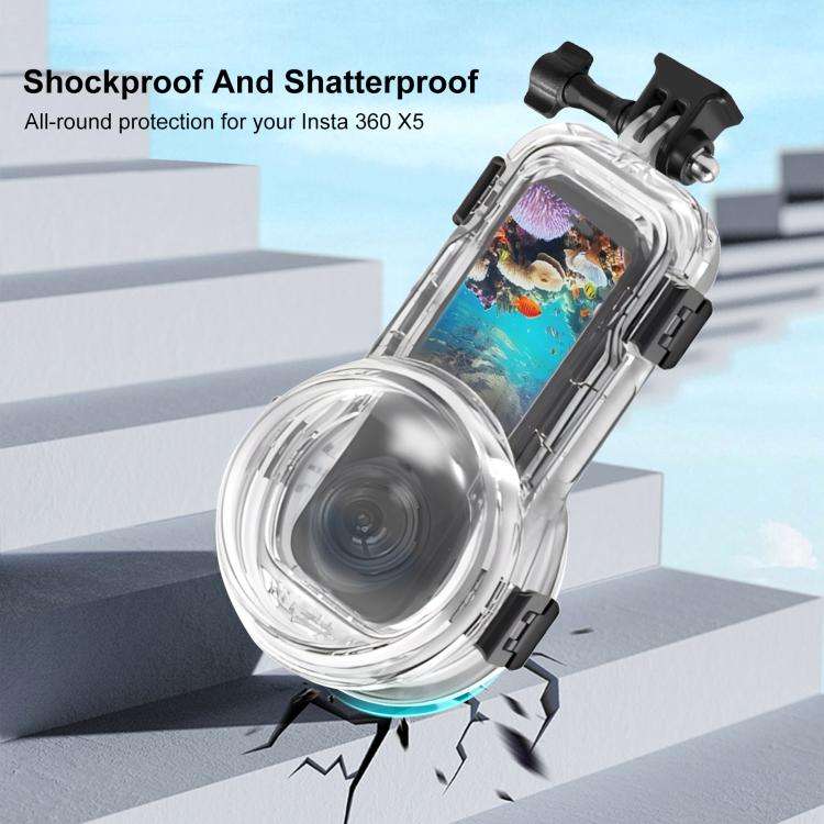 For Insta360 X5 PULUZ 60m Waterproof Sealed Diving Case with Silicone Lens Cover (Black)
