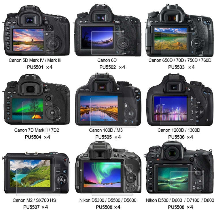 60 PCS PULUZ 2.5D Curved Edge 9H Surface Hardness Tempered Glass Screen Protector Kits for Canon ...