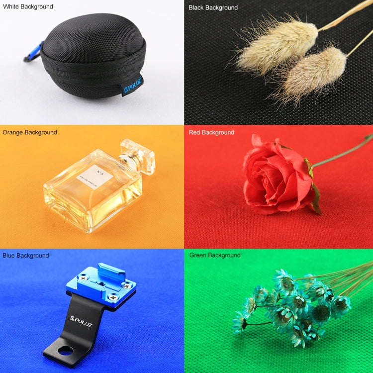 6 PCS PULUZ Collapsible Photography Studio Background, 6 Colors (Black, White, Red, Blue, Orange,...