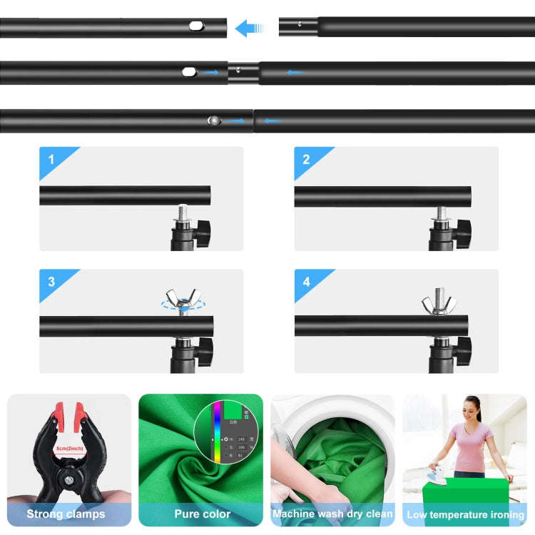 PULUZ 2.9x2m Photo Studio Background Support Stand Backdrop Crossbar Bracket Kit with Red / Blue ...