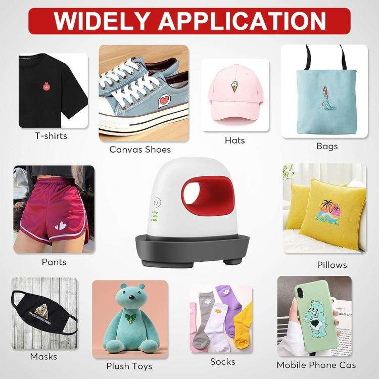 Multifunctional Mini Stamping Machine Clothes Cap Logo Heat Transfer, EU Plug (Red)