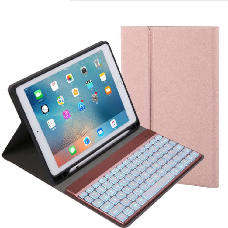 508A Detachable Bluetooth Keyboard + Horizontal Flip Leather Tablet Case with Holder & Colorful B...
