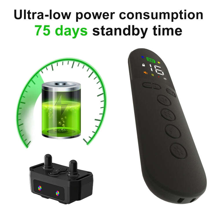 T15 Pet Training Electronic Collar Waterproof Vibration Shock Dog Trainer(Black)