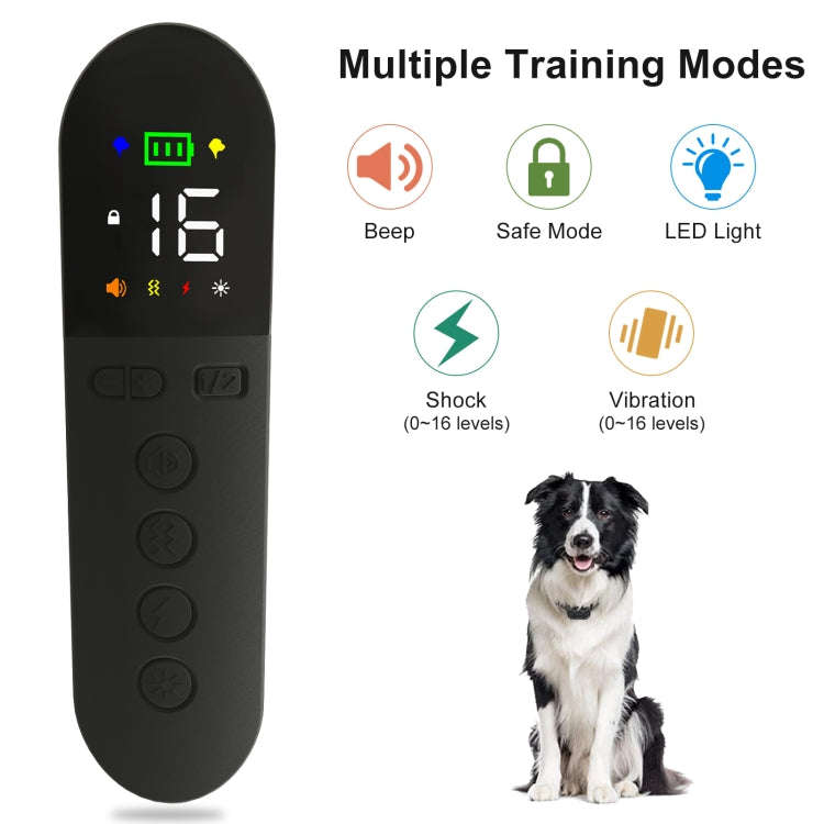 T15 Pet Training Electronic Collar Waterproof Vibration Shock Dog Trainer(Black)