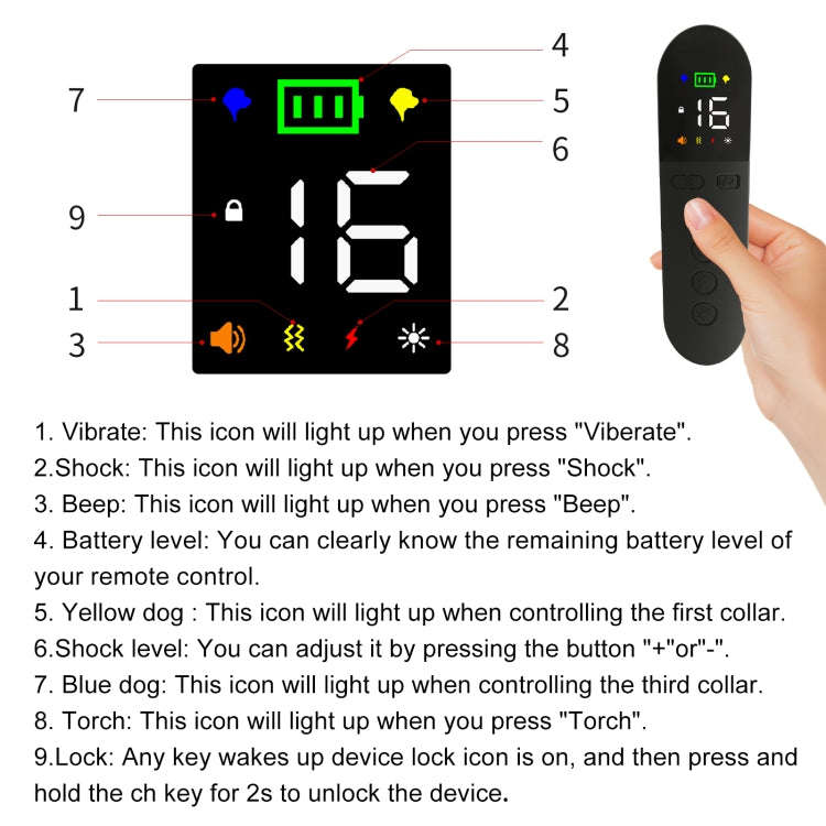 T15 Pet Training Electronic Collar Waterproof Vibration Shock Dog Trainer(Black)