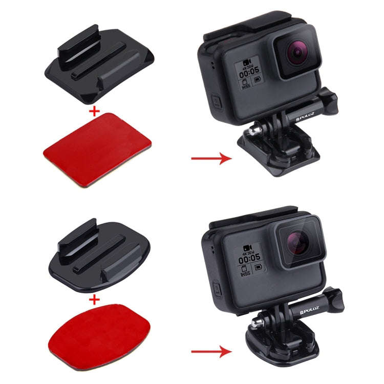 PULUZ 2 PCS Curved Surface Mounts + 2 PCS Flat Surface Mounts + 4 PCS Adhesive Mount Stickers for...